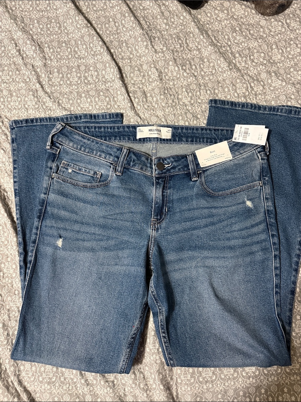 Hollister Medium Wash Straight Leg Jeans with Light Distress